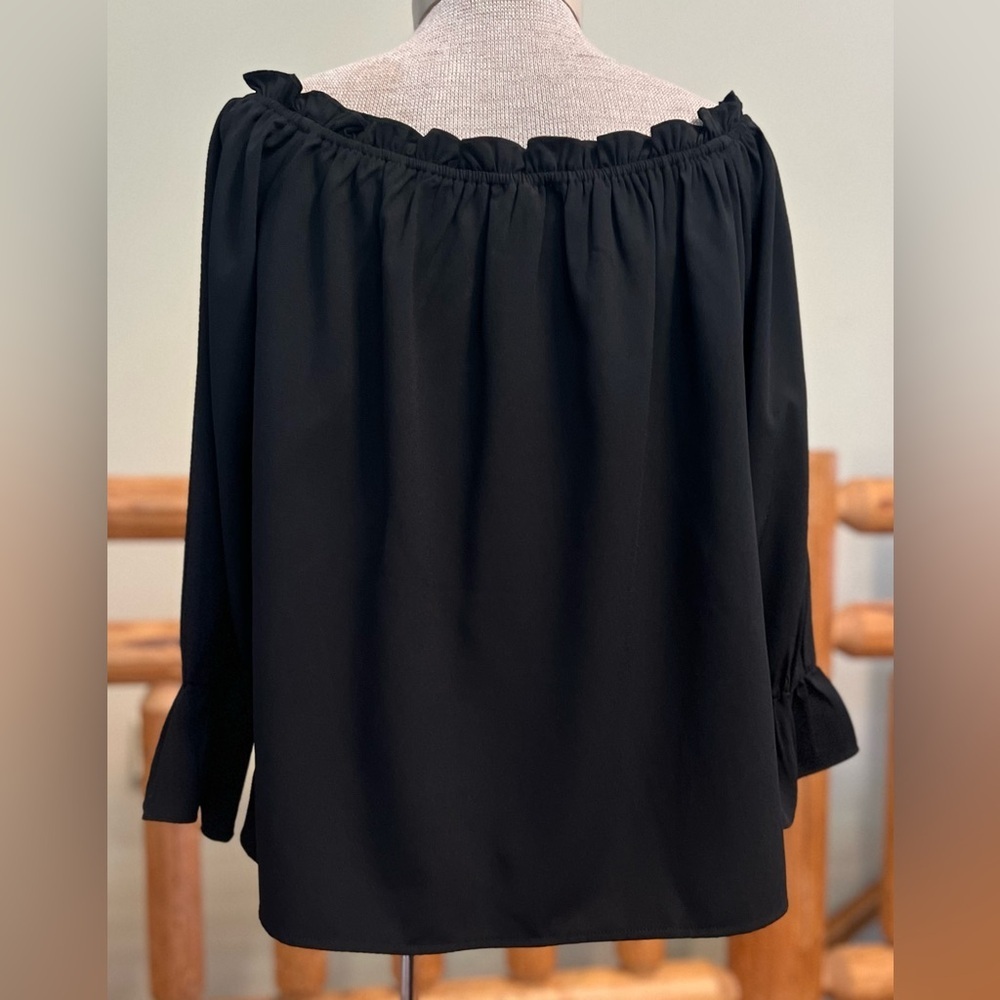 🖤 Lulus All in Good Fun Black Off-the-Shoulder Top - Sz Medium - Picture 7 of 11